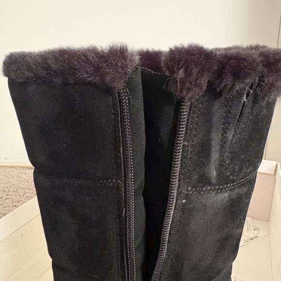 KHOMBU | Black Suede Faux Fur Lined Winter Boot | Mid-Calf | Size 10 | RARE - Picture 5 of 8
